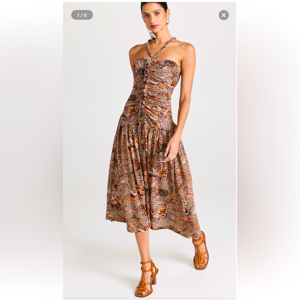 Ulla Johnson Marcella Ruched Cotton-Jersey Midi Dress Size 0